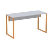 Mesa Escritório P25 Tub Pandin 134 Cm (larg) Tampo Mdp Cinza Pé Aço Tubular Laranja - 1