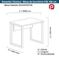 Mesa Escritório P25 Tub Pandin 120 Cm (larg) Tampo Mdp Noce Naturalle Pé Aço Tubular Azul Del Rey - 3