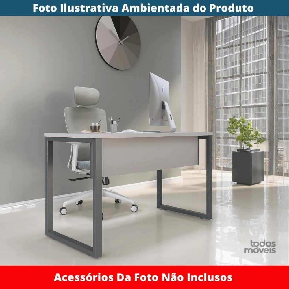 Mesa Escritório P25 Tub Pandin 120 Cm (larg) Tampo Mdp Cinza Pé Aço Tubular Grafito - 2