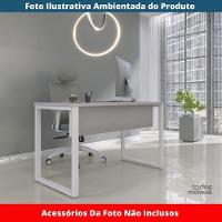 Mesa Escritório P25 Tub Pandin 120 Cm (larg) Tampo Mdp Cinza Pé Aço Tubular Branco - 2