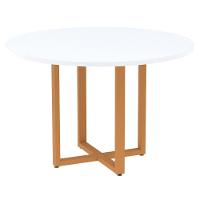 Mesa De Reunião Redonda P25 Pandin 110 Cm (largura) Tampo Mdp Branco Pé Aço Tubular Laranja - 1