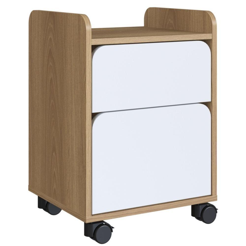 Gaveteiro Volante Flexus Artesano 40 Cm (larg) Mdp Hanover (mel) E Branco Com 2 Gavetas E Rodízios - 1