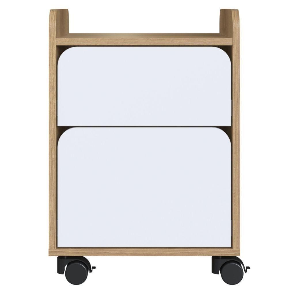 Gaveteiro Volante Flexus Artesano 40 Cm (larg) Mdp Hanover (mel) E Branco Com 2 Gavetas E Rodízios - 2