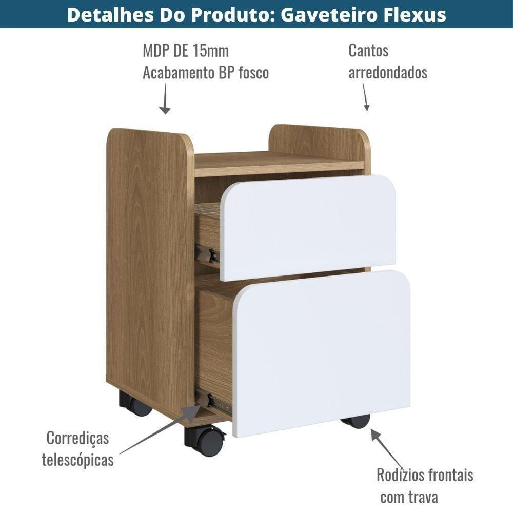 Gaveteiro Volante Flexus Artesano 40 Cm (larg) Mdp Hanover (mel) E Branco Com 2 Gavetas E Rodízios - 3