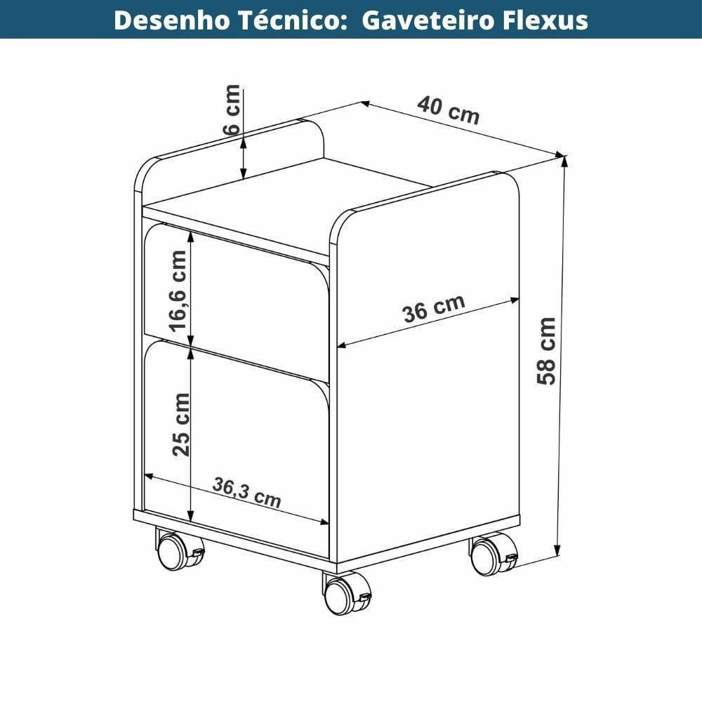 Gaveteiro Volante Flexus Artesano 40 Cm (larg) Mdp Hanover (mel) E Branco Com 2 Gavetas E Rodízios - 5