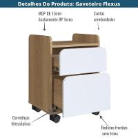 Gaveteiro Volante Flexus Artesano 40 Cm (larg) Mdp Hanover (mel) E Branco Com 2 Gavetas E Rodízios - 3