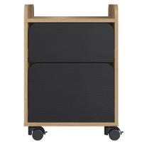 Gaveteiro Volante Flexus Artesano 40 Cm (larg) Mdp Hanover (mel) E Nero (preto) 2 Gavetas E Rodízios - 2