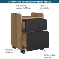 Gaveteiro Volante Flexus Artesano 40 Cm (larg) Mdp Hanover (mel) E Nero (preto) 2 Gavetas E Rodízios - 3