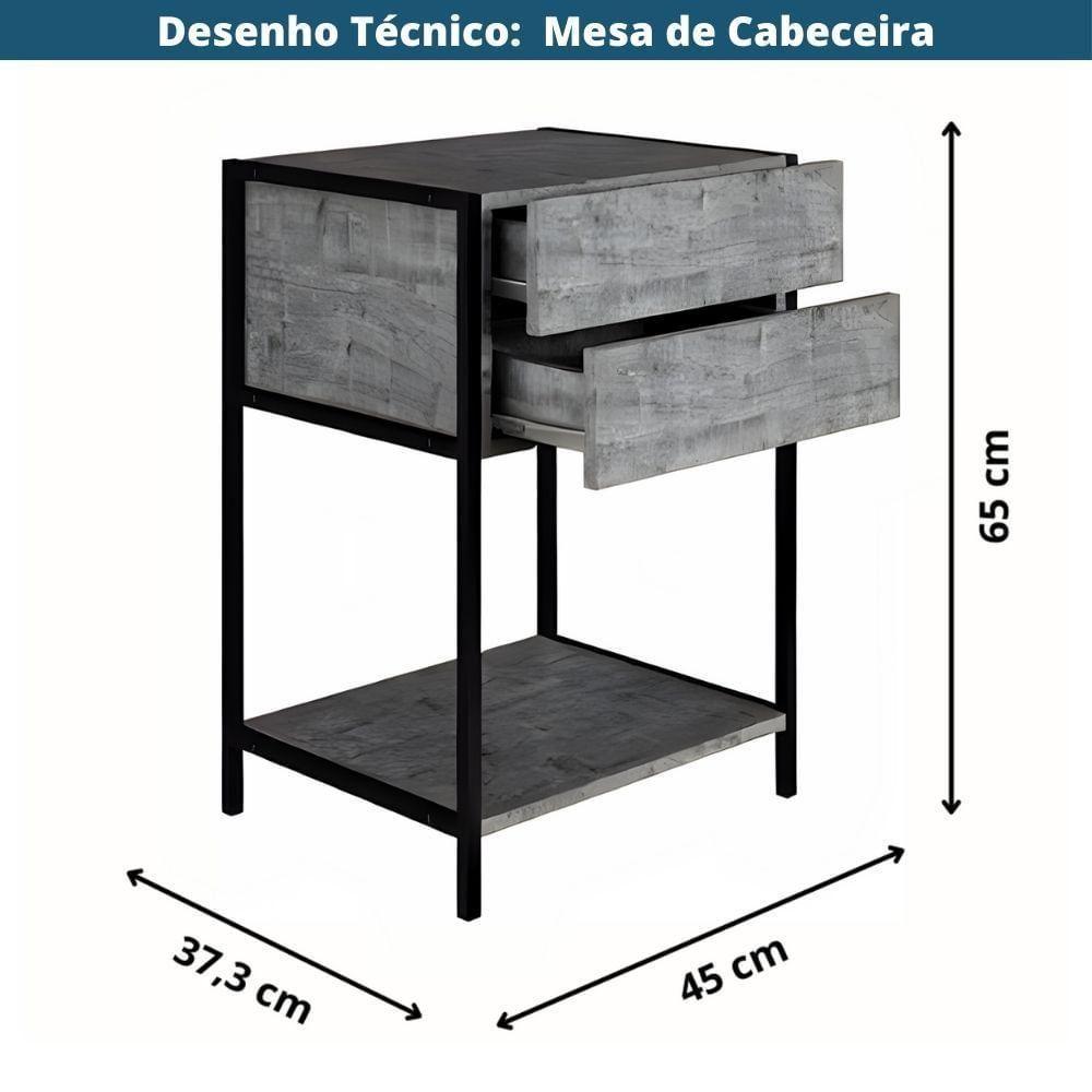 Mesa De Cabeceira Artesano 45 Cm (larg) Mdp Branco Aço Carbono Dourado Com 2 Gavetas E 1 Prateleira - 5
