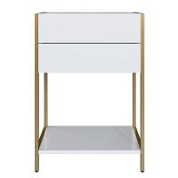 Mesa De Cabeceira Artesano 45 Cm (larg) Mdp Branco Aço Carbono Dourado Com 2 Gavetas E 1 Prateleira - 3