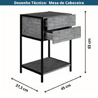 Mesa De Cabeceira Artesano 45 Cm (larg) Mdp Branco Aço Carbono Dourado Com 2 Gavetas E 1 Prateleira - 5