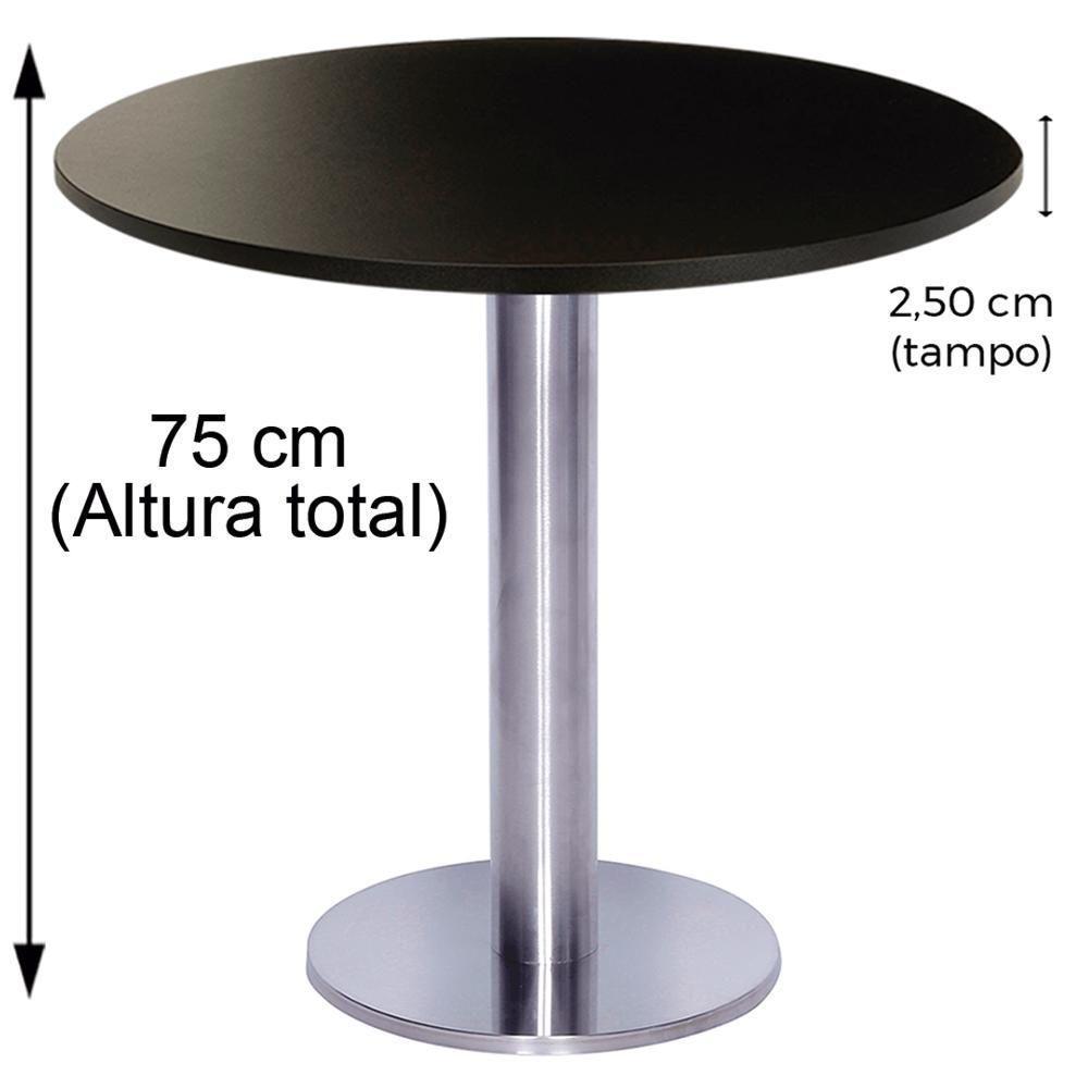 Mesa Beta Big Inox 75 Cm (alt) Disco Redondo Tampo Mdp Redondo 60 Cm (larg) X 2,50 Cm (alt) Preto - 5