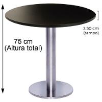 Mesa Beta Big Inox 75 Cm (alt) Disco Redondo Tampo Mdp Redondo 60 Cm (larg) X 2,50 Cm (alt) Preto - 5
