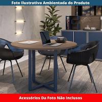 Mesa De Reunião Redonda P25 Pandin 110 Cm (largura) Tampo Mdp Walnut Pé Aço Tubular Azul Del Rey - 2
