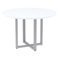 Mesa De Reunião Redonda P25 Pandin 110 Cm (largura) Tampo Mdp Branco Pé Aço Tubular Cinza - 1