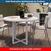 Mesa De Reunião Redonda P25 Pandin 110 Cm (largura) Tampo Mdp Branco Pé Aço Tubular Cinza - 2