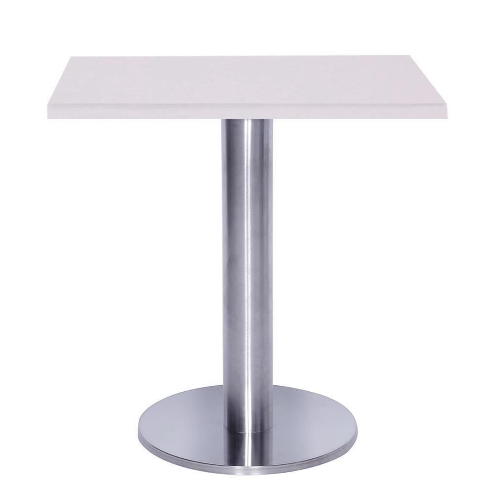Mesa Beta Big Inox 75 Cm (alt) Disco Redondo Tampo Mdp Quadrado 60 Cm (larg) X 2,50 Cm (alt) Branco - 1