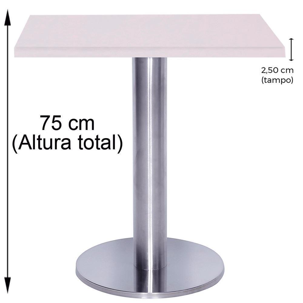Mesa Beta Big Inox 75 Cm (alt) Disco Redondo Tampo Mdp Quadrado 60 Cm (larg) X 2,50 Cm (alt) Branco - 5