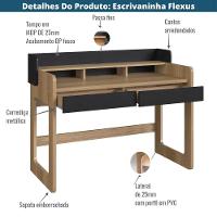 Escrivaninha Flexus Artesano 128 Cm (largura) Mdp Hanover (mel) E Nero (preto) 3 Nichos E 2 Gavetas - 3