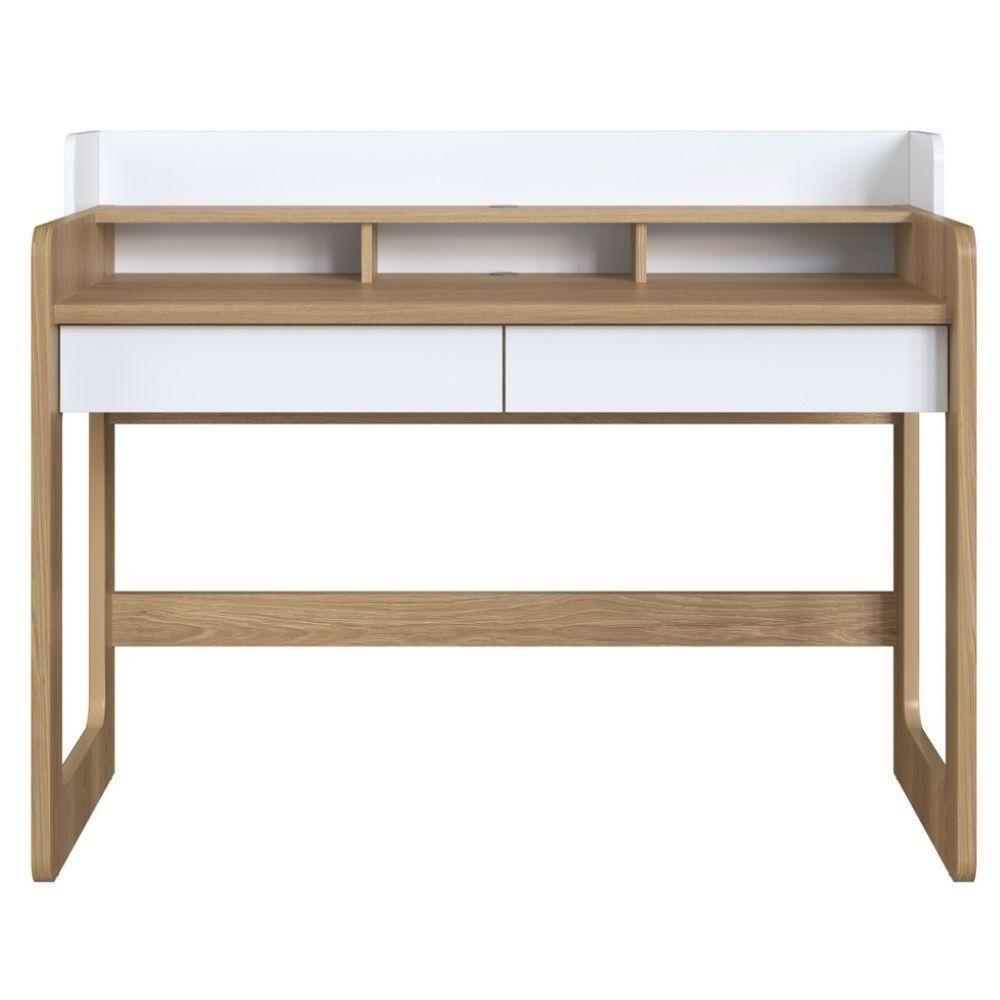 Escrivaninha Flexus Artesano 128 Cm (largura) Mdp Hanover (mel) E Branco Com 3 Nichos E 2 Gavetas - 2