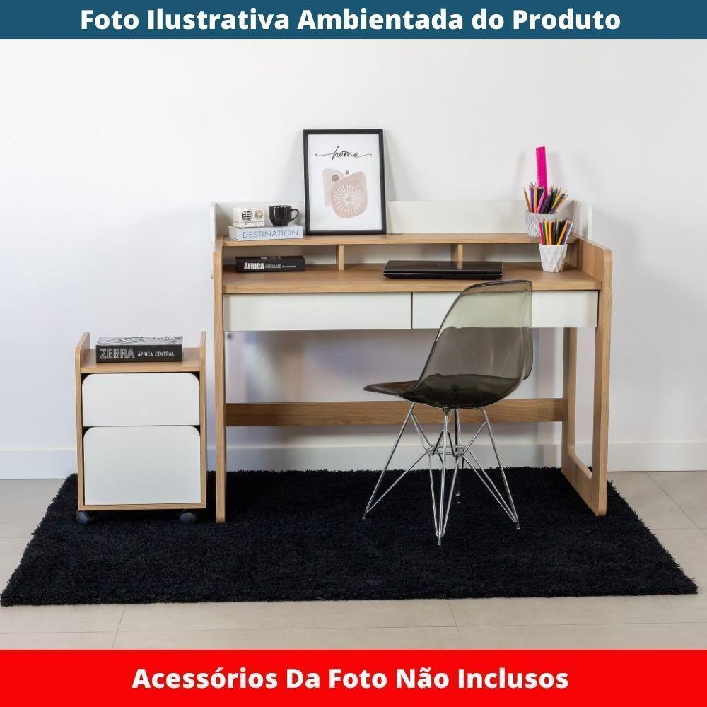 Escrivaninha Flexus Artesano 128 Cm (largura) Mdp Hanover (mel) E Branco Com 3 Nichos E 2 Gavetas - 4