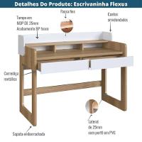 Escrivaninha Flexus Artesano 128 Cm (largura) Mdp Hanover (mel) E Branco Com 3 Nichos E 2 Gavetas - 3