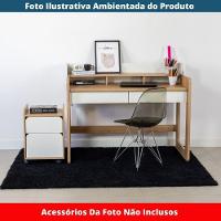 Escrivaninha Flexus Artesano 128 Cm (largura) Mdp Hanover (mel) E Branco Com 3 Nichos E 2 Gavetas