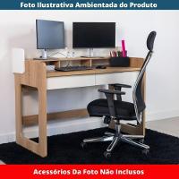 Escrivaninha Flexus Artesano 128 Cm (largura) Mdp Hanover (mel) E Branco Com 3 Nichos E 2 Gavetas - 5