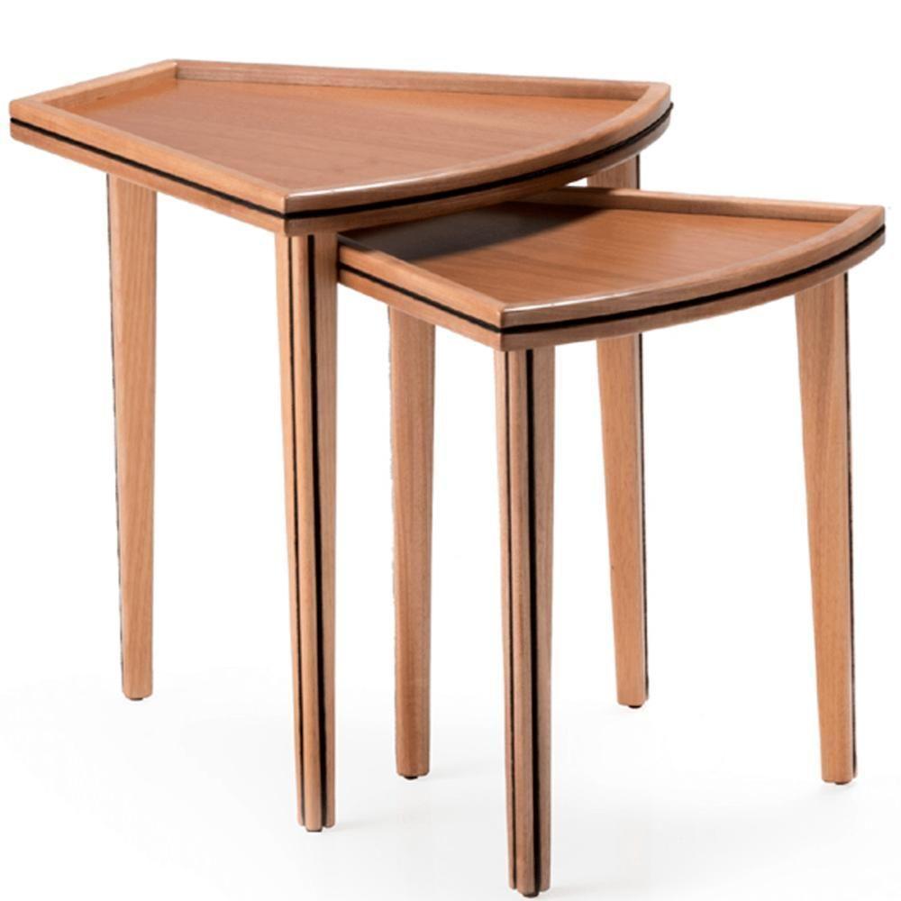 Kit 2 Mesasinho Luck Ozki 55 Cm Madeira Eucalipto Cedro Corda Redonda Preto - 2