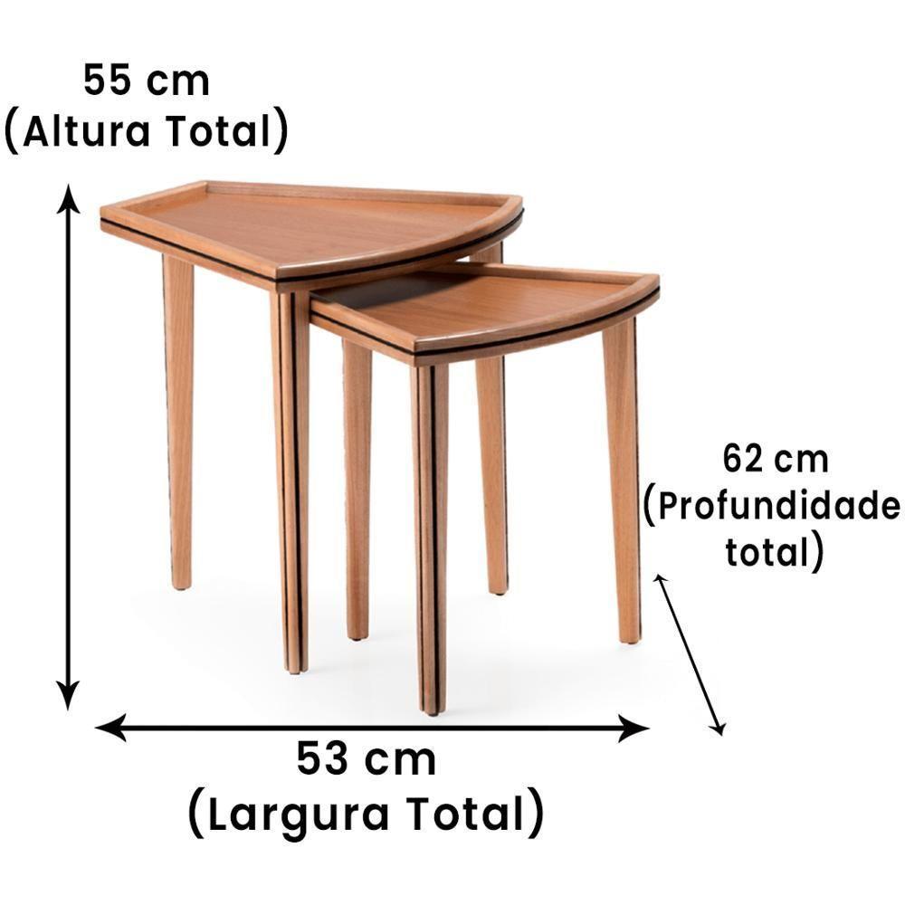 Kit 2 Mesasinho Luck Ozki 55 Cm Madeira Eucalipto Cedro Corda Redonda Preto - 3