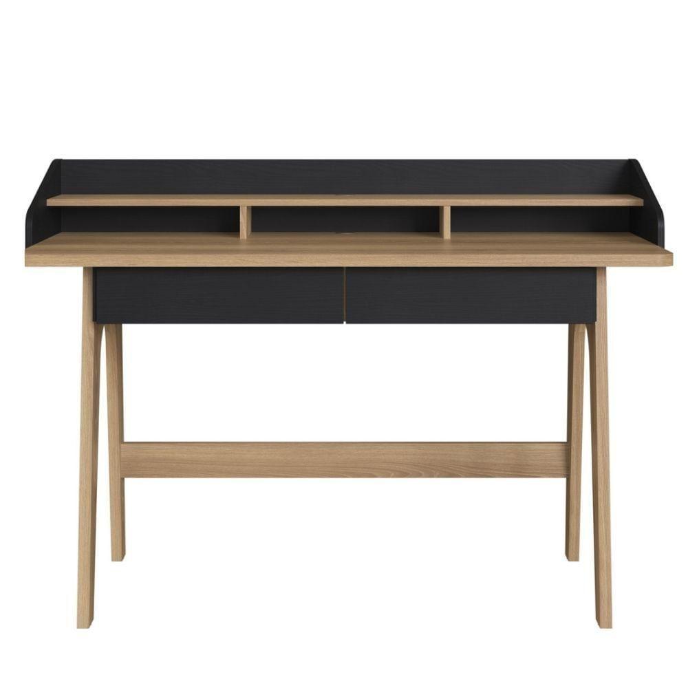 Escrivaninha Flexus Artesano 139 Cm (largura) Mdp Hanover (mel) E Nero (preto) 3 Nichos E 2 Gavetas - 5