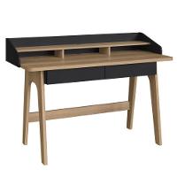 Escrivaninha Flexus Artesano 139 Cm (largura) Mdp Hanover (mel) E Nero (preto) 3 Nichos E 2 Gavetas - 1