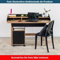Escrivaninha Flexus Artesano 139 Cm (largura) Mdp Hanover (mel) E Nero (preto) 3 Nichos E 2 Gavetas - 2