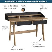 Escrivaninha Flexus Artesano 139 Cm (largura) Mdp Hanover (mel) E Nero (preto) 3 Nichos E 2 Gavetas - 6