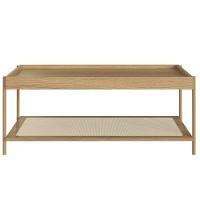 Mesa Centro Retangular Oslo Artesano 93 Cm (larg) Mdp Hanover Palha Sintética Bege Pé Metal Dourado - 2