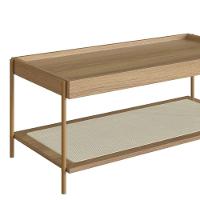 Mesa Centro Retangular Oslo Artesano 93 Cm (larg) Mdp Hanover Palha Sintética Bege Pé Metal Dourado - 3