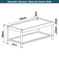 Mesa Centro Retangular Oslo Artesano 93 Cm (larg) Mdp Hanover Palha Sintética Bege Pé Metal Dourado - 6