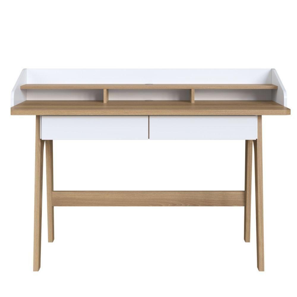 Escrivaninha Flexus Artesano 139 Cm (largura) Mdp Hanover (mel) E Branco Com 3 Nichos E 2 Gavetas - 2