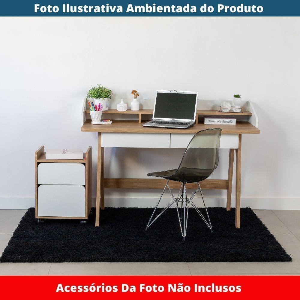 Escrivaninha Flexus Artesano 139 Cm (largura) Mdp Hanover (mel) E Branco Com 3 Nichos E 2 Gavetas - 4