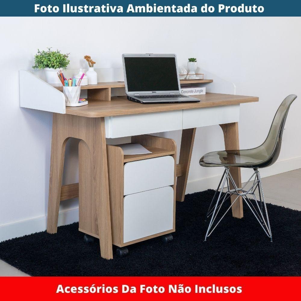 Escrivaninha Flexus Artesano 139 Cm (largura) Mdp Hanover (mel) E Branco Com 3 Nichos E 2 Gavetas - 5