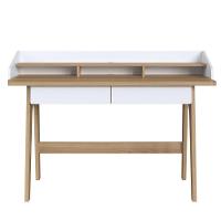 Escrivaninha Flexus Artesano 139 Cm (largura) Mdp Hanover (mel) E Branco Com 3 Nichos E 2 Gavetas - 2