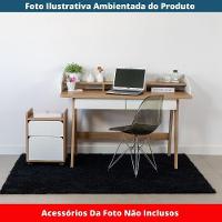 Escrivaninha Flexus Artesano 139 Cm (largura) Mdp Hanover (mel) E Branco Com 3 Nichos E 2 Gavetas