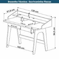 Escrivaninha Flexus Artesano 139 Cm (largura) Mdp Hanover (mel) E Branco Com 3 Nichos E 2 Gavetas - 6