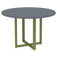 Mesa De Reunião Redonda P25 Pandin 110 Cm (largura) Tampo Mdp Grafito Pé Aço Tubular Verde Mirô - 1