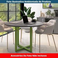 Mesa De Reunião Redonda P25 Pandin 110 Cm (largura) Tampo Mdp Grafito Pé Aço Tubular Verde Mirô - 2