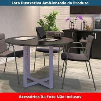 Mesa De Reunião Redonda P25 Pandin 110 Cm (largura) Tampo Mdp Preto Pé Aço Tubular Lilás
