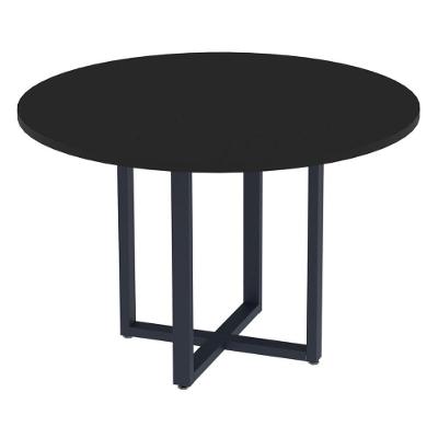 Mesa De Reunião Redonda P25 Pandin 110 Cm (largura) Tampo Mdp Preto Pé Aço Tubular Azul Del Rey
