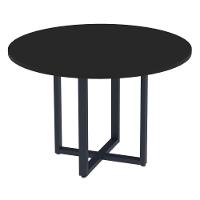 Mesa De Reunião Redonda P25 Pandin 110 Cm (largura) Tampo Mdp Preto Pé Aço Tubular Azul Del Rey - 1