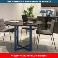 Mesa De Reunião Redonda P25 Pandin 110 Cm (largura) Tampo Mdp Preto Pé Aço Tubular Azul Del Rey - 2