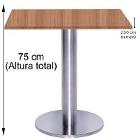 Mesa Beta Big Inox 75 Cm (alt) Disco Redondo Tampo Mdp Quadrado 70 Cm (larg) X 2,50 Cm (alt) Noce Naturalle - 5